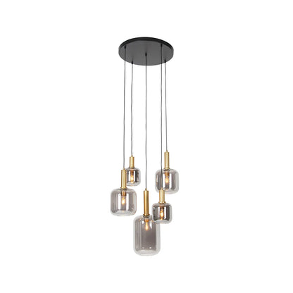 Modern 5-Light Pendant Lamp - Glass and Steel